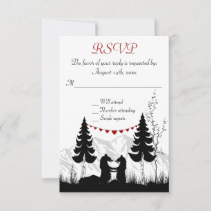 Charmante Silhouette Ours de Montagne Mariage RSVP