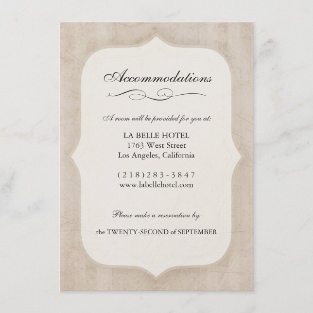 Charme Ancien Crème Encart de Mariage Monogramme (Devant)