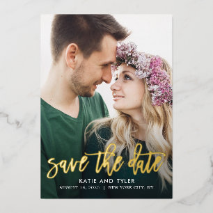 Charme Brossé VRAI FOIL Enregistrer La Carte Date