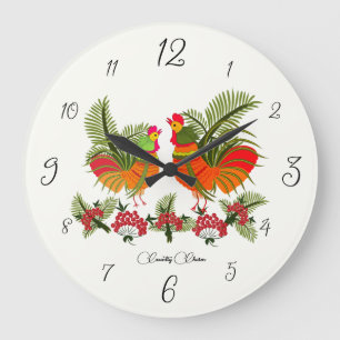 Charme Campagnard – Horloge Murale Coq et Poule de
