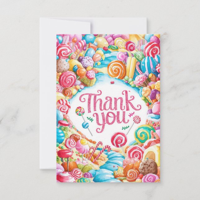 Charme carte de remerciements Candyland (Devant)