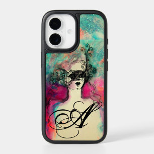 CHARME /Dame au Masque Monogramme rose Turquoise v
