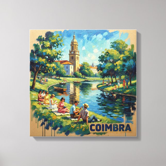 Charme de la rivière de Coimbra au Portugal Toile  (Recto)
