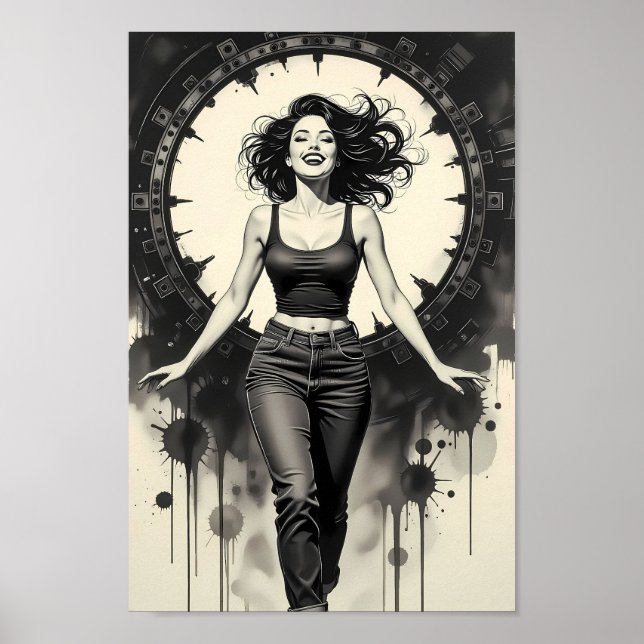 Charme de rue radieux Affiche monochrome (Devant)