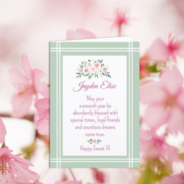 Charme Élégant. Carte Sweet personnalisée 16 anniv (Créateur téléchargé)