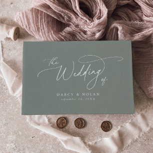 Charme élégant Dark Sage Mariage livre d'hôtes