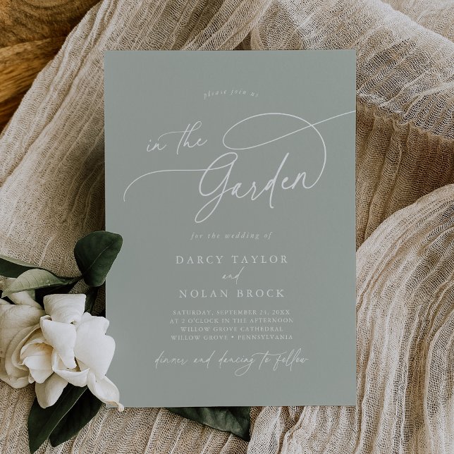Charme Élégant Green Garden Invitations de mariage (Créateur téléchargé)