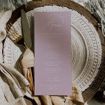 Charme élégant Lilac Mariage rose Cartes de menu<br><div class="desc">Ces élégantes cartes de menu chic lilas rose mariage sont parfaites pour un mariage simple. Le design minimaliste moderne présente un rose rose poussiéreux intemporel et une calligraphie romantique avec un style de conte de fées bohème, parfait pour un mariage de jardin de printemps ou d'été. Ce modèle de menu...</div>