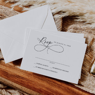 Charme élégant Noir et Blanc Simple Cartes RSVP