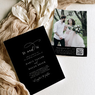 Charme élégant Photo Black Wedding Invitations RSV