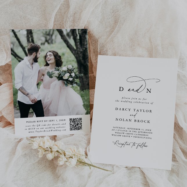 Charme élégant Photo mariage Invitations avec RSVP (Créateur téléchargé)