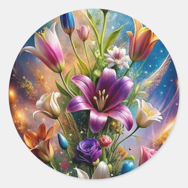 Charme en fleurs – Autocollants esthétiques de des (Devant)
