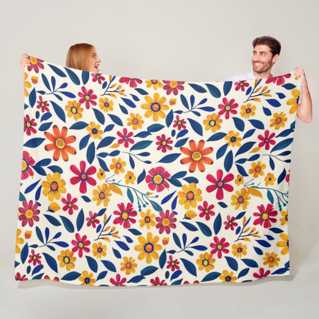 Charme floral élégant Couverture en polaire 60x80 (En situation)