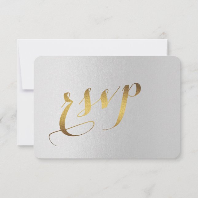 Charme Gold Foil Gris mariage RSVP (Devant)
