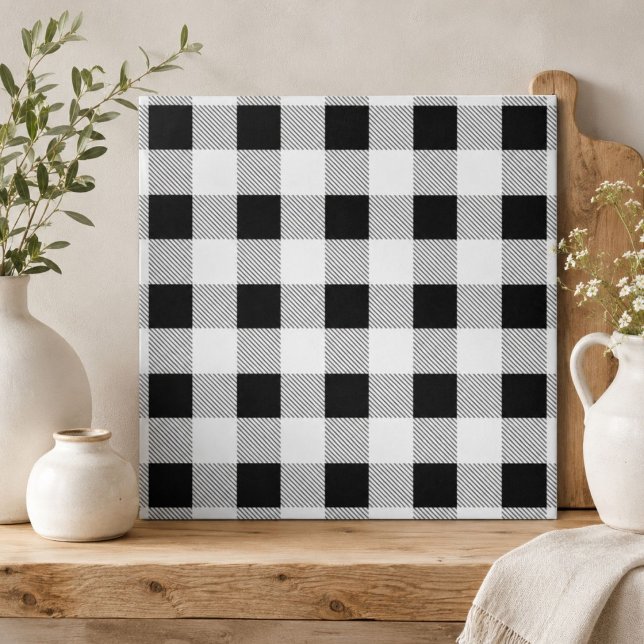 charme rustique de ferme carreaux noir et blanc (rustic farmhouse chic black and white plaid ceramic tile)
