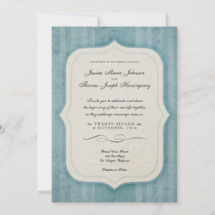 Charme vintage Monogramme bleu Invitations de mari
