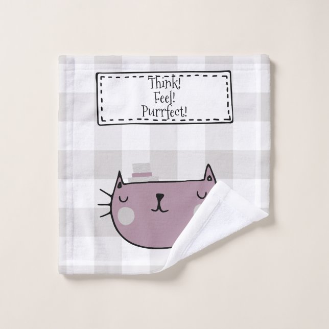 Charming Amoureux des chats Purrfect Buffalo plaid (Gant de toilette)