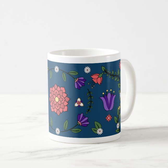 Charming Blue Floral Folal Art Mug (Devant droit)