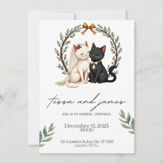  Charming Cat Couple Wedding Invitation 