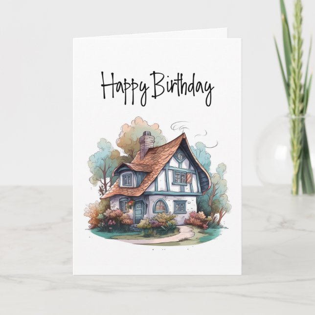 Charming Cottage Bonne carte d'anniversaire (Devant)