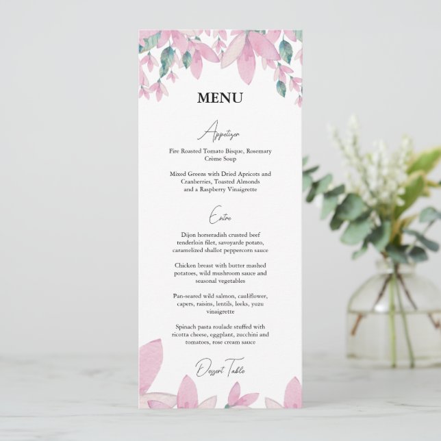 Charming Floral Rose Wisteria Menu (Debout devant)