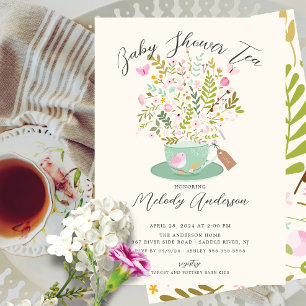 Charming Floral Tea Party Baby shower Invitation