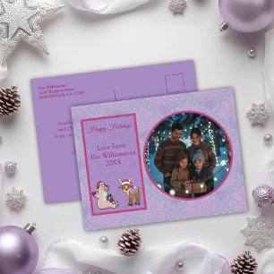 Charming Lilac Famille Photo Holiday Carte postale