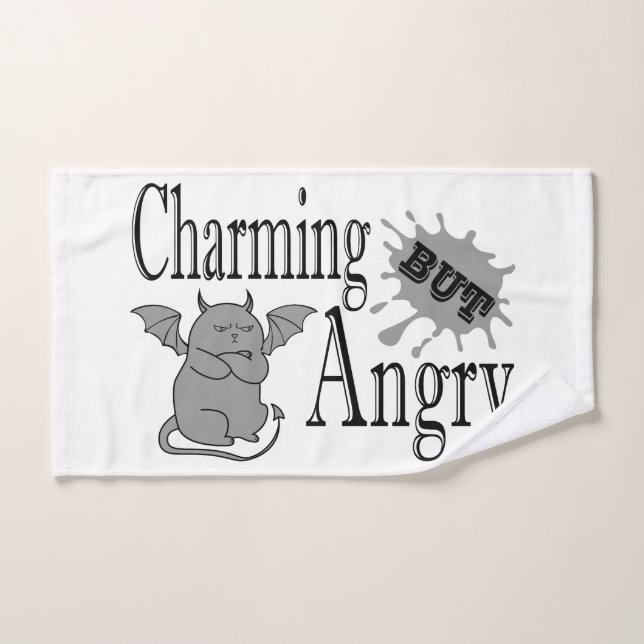 Charming mais en colère petit chat diable drôle ci (Serviette à main)
