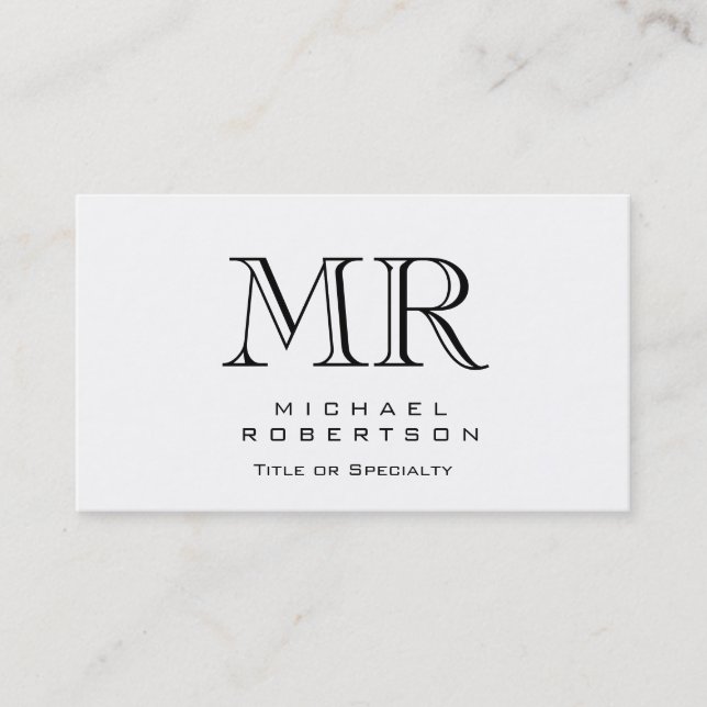 Charming Moderne Monogramme Blanc Propre Carte de  (Devant)