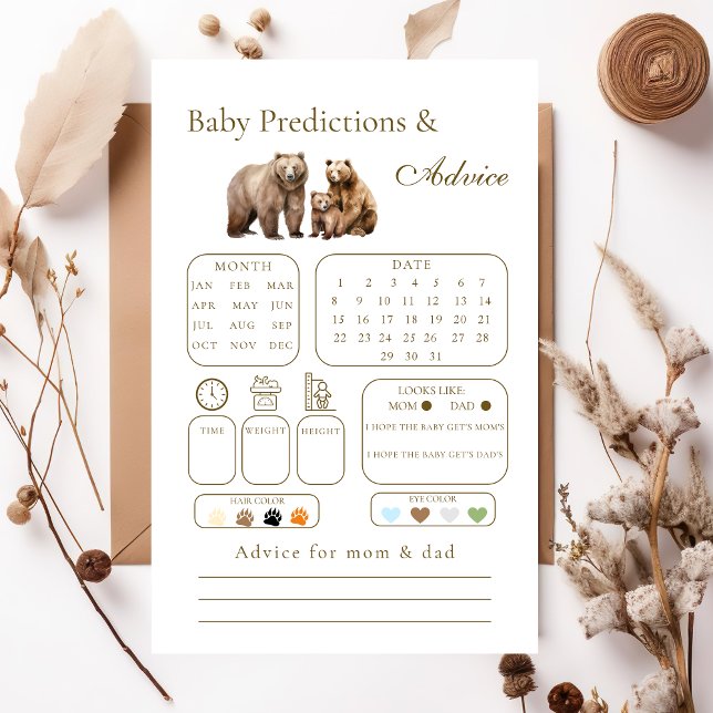 Charming Neutral Bear Famille Baby Predictions Jeu (Créateur téléchargé)