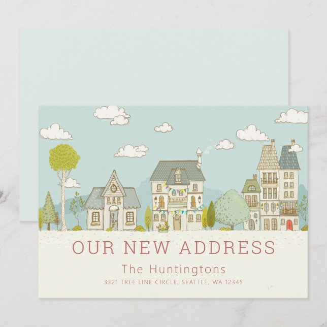 Charming New Home Moving Faire-part (Devant / Derrière)