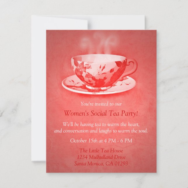 Charming Red Tea Party Invitation (Devant)