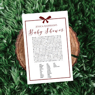 Charming Red White Baby shower Mot Trouver du jeu