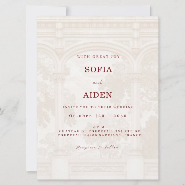 Charming, vintage, arch wedding invitation (Devant)