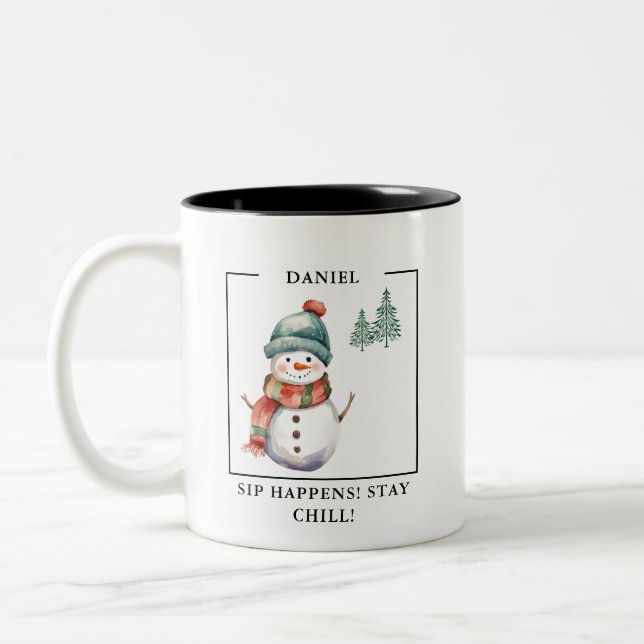 Charming Watercolor Snowman Mug (Gauche)