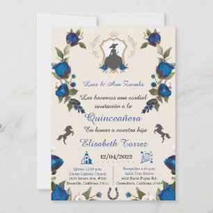 Charra Royal Blue invitation, Charro Western