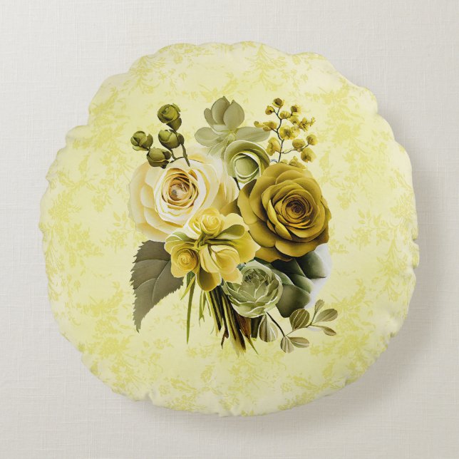 Chartreuse Coussin rond Floral (Devant)