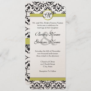 Chartreuse Damask Monogramme Faire-part de mariage