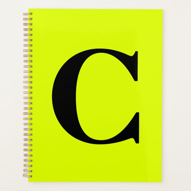 Chartreuse Fluorante Jaune Neon Nom du monogramme (Devant)