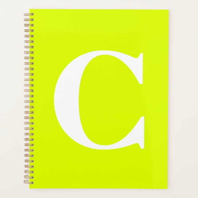 Chartreuse Fluorante Yellow Neon Nom Monogramme (Devant)