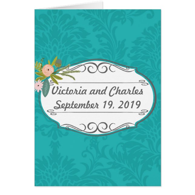 Chartreuse moderne Turquoise Mariage damassé (Devant)