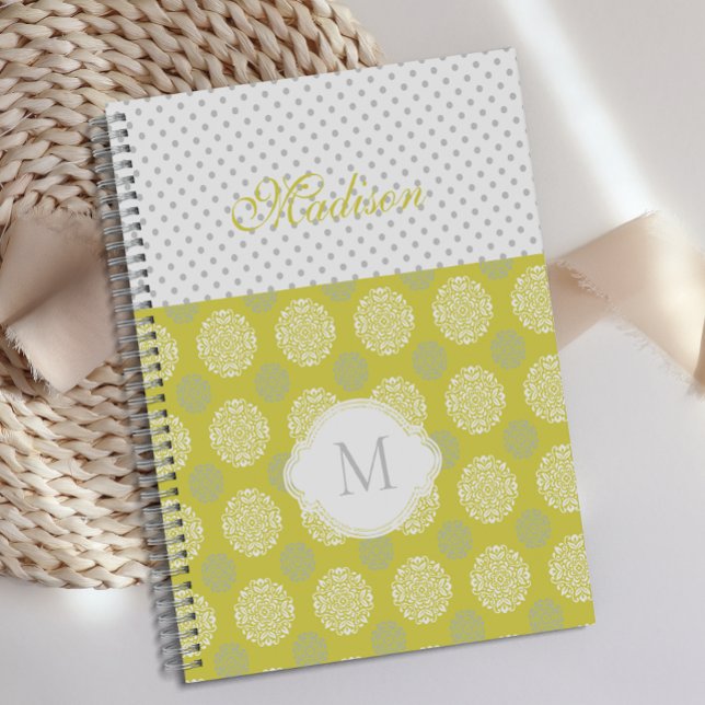 Chartreuse Points de Gris Monogramme Tendance (Créateur téléchargé)