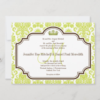 Chartreuse romantique Mariage damassé Invitations
