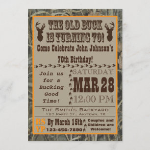 Chasse 70e anniversaire Invitation avec Camo