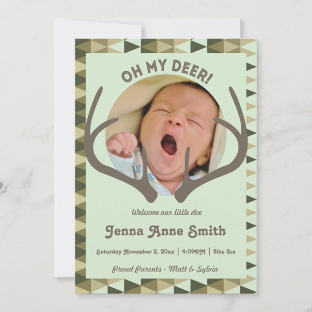 Chasse à la naissance Camo Faire-part fille ou gar (Devant)