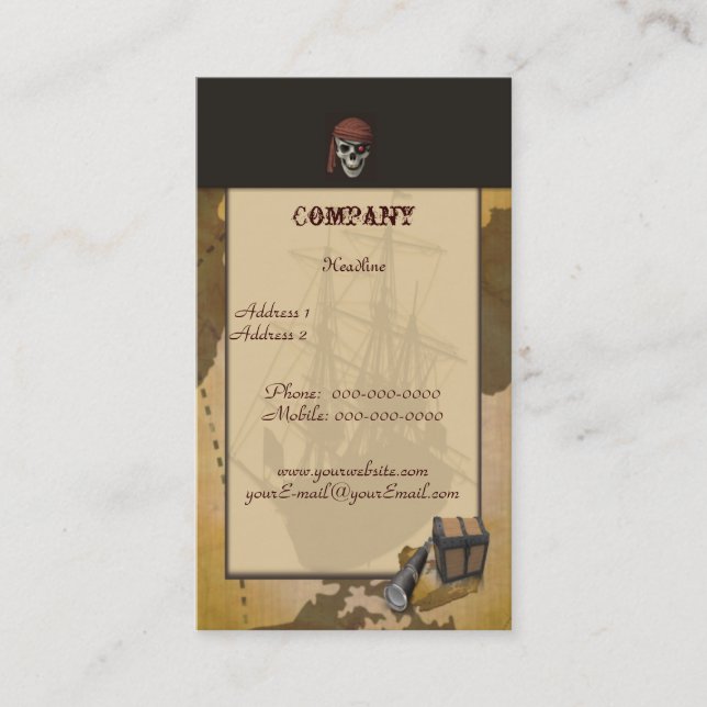 Chasse à trésor - carte de visite de crâne (Devant)