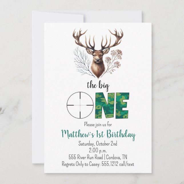 Chasse Anniversaire Invitation pour le premier ann (Devant)