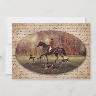 Chasse au renard d'automne avec carte calligraphie