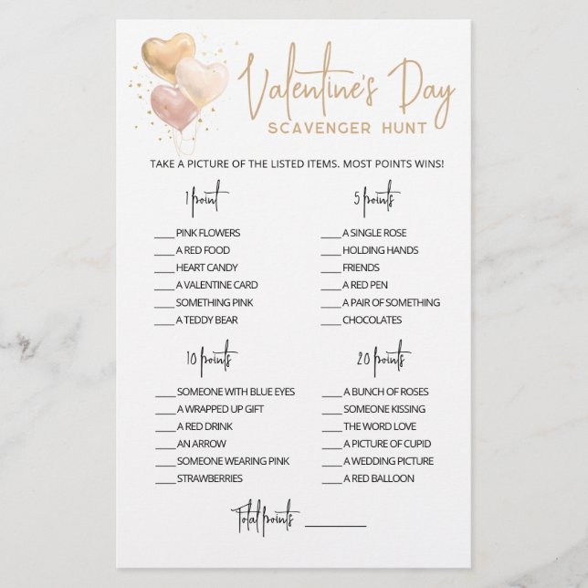 Chasse au trésor modifiable Jeu de la Saint-Valent (Devant)