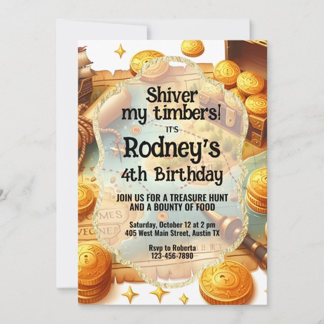 Chasse au trésor Pirate Invitation Anniversaire (Devant)
